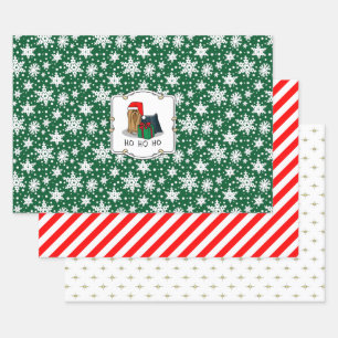Christmas Santa Hat Yorkshire Terrier Yorkie Cute Wrapping Paper Sheet