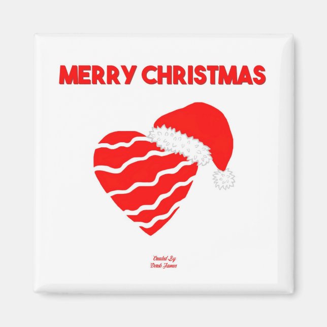 Christmas Santa Heart 2 Inch Square Magnet (Front)