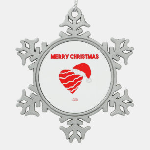 Christmas Santa Heart Pewter Snowflake Ornament