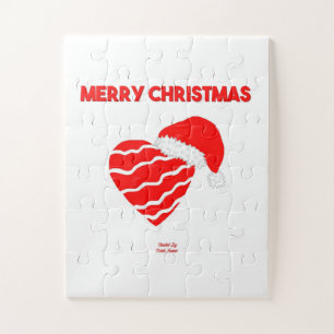 Christmas Santa Heart Puzzle 11" X 14"