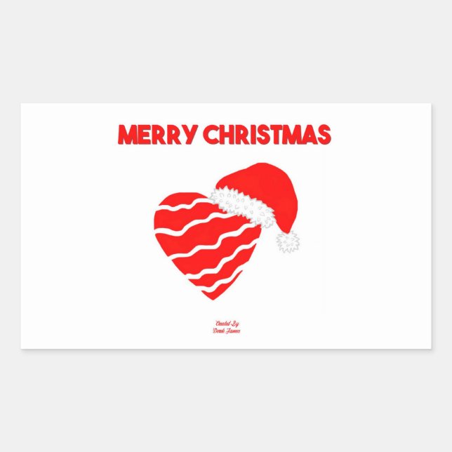 Christmas Santa Heart Rectangle Sticker (Front)