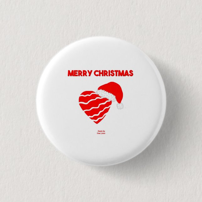 Christmas Santa Heart Round Button (Front)