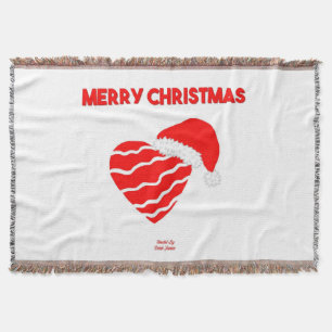 Christmas Santa Heart Throw Blanket