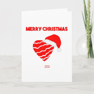 Christmas Santa Heart Vertical Greeting Card