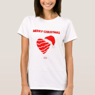 Christmas Santa Heart Women's White Basic T Shirt