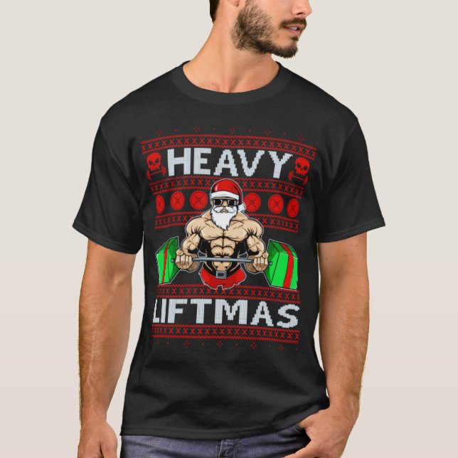 Christmas Santa Heavy Liftmas T-Shirt (Front)
