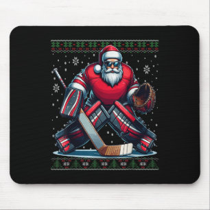 Christmas Santa Hockey Goalie Ugly Christmas Sweat Mouse Mat