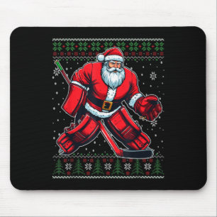Christmas Santa Hockey Goalie Ugly Christmas Sweat Mouse Mat