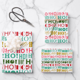 Christmas Santa HOHOHO Greetings, Elegant and Fun Wrapping Paper Sheet