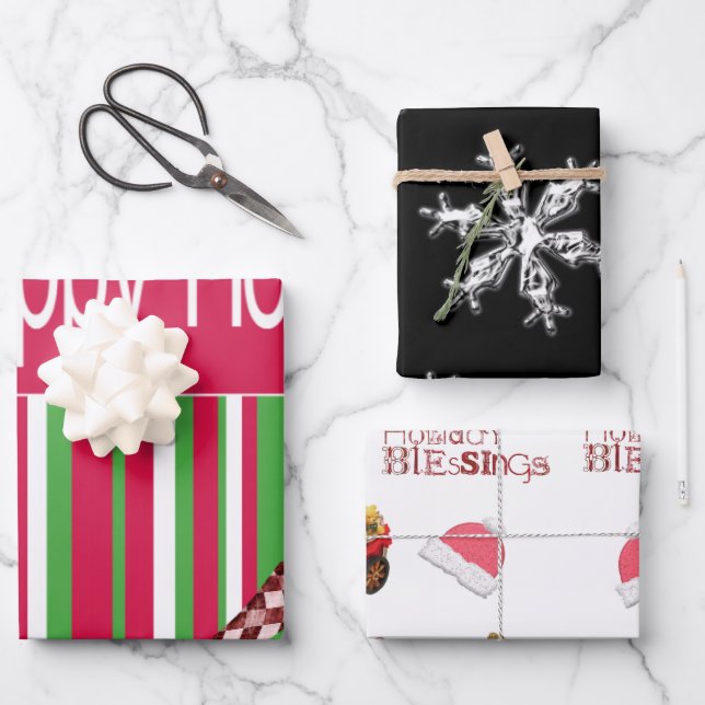Christmas Santa Holiday Blessing Happy Holidays Wrapping Paper Sheet (Front)
