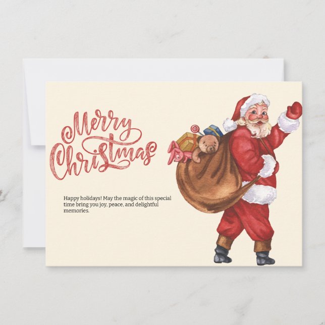 Christmas Santa Holiday Card, Minimalist Christmas Card (Front)
