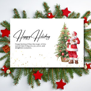 Christmas Santa Holiday Card, Minimalist Christmas Card