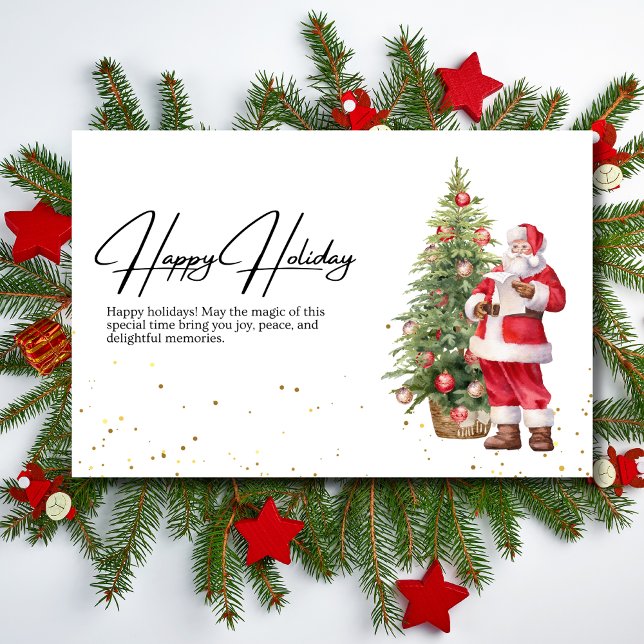 Christmas Santa Holiday Card, Minimalist Christmas Card (Creator Uploaded)