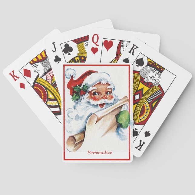 Christmas Santa Holiday Gift List Personalised Playing Cards (Back)