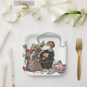 Christmas santa holiday paper plate