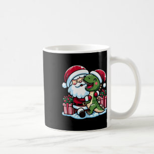 Christmas Santa Hugging T Rex Dinosaur In Santa Ha Coffee Mug
