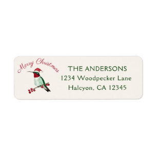 Christmas Santa Hummingbird Return Address Label