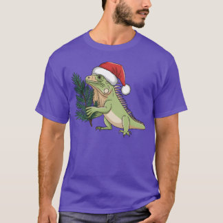 Christmas Santa Iguana Evergreen Christmasree girl T-Shirt