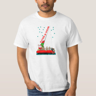 Christmas Santa in Sailboat  I'd Rather be Sailing T-Shirt