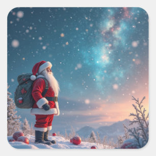 Christmas Santa in the North Pole Square Sticker