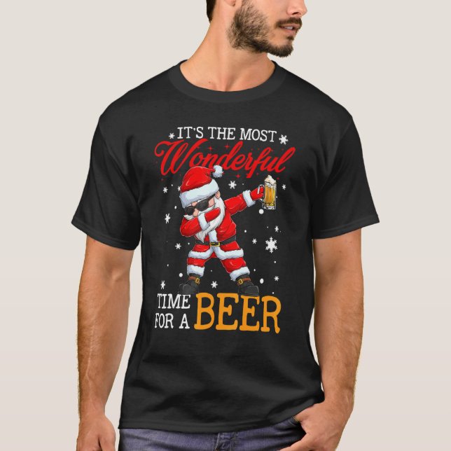 Christmas Santa Its Most Wonderful Time For Beer T-Shirt (Front)