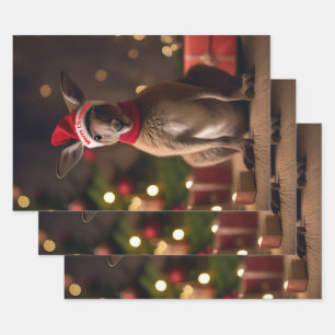 Christmas Santa Kangaroo, Wrapping Paper Sheet