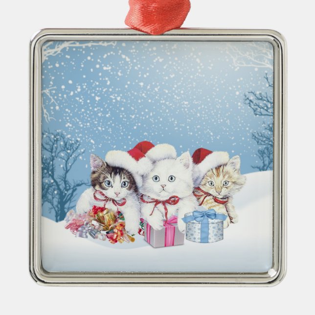 Christmas Santa kittems Ornament (Front)