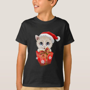 Christmas Santa Kitten with Gift T-Shirt