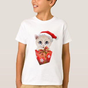 Christmas Santa Kitten with Gift T-Shirt