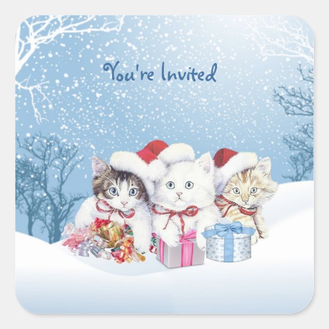 Christmas Santa Kittens Sticker (Front)