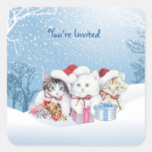 Christmas Santa Kittens Sticker