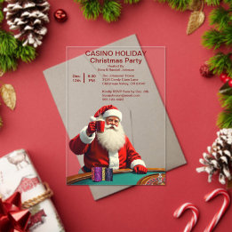Christmas Santa Las Vegas Casino Style Party Acrylic Invitations