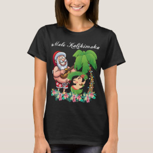 Christmas Santa Mele Kalikimaka Hawaii Palm Tree P T-Shirt