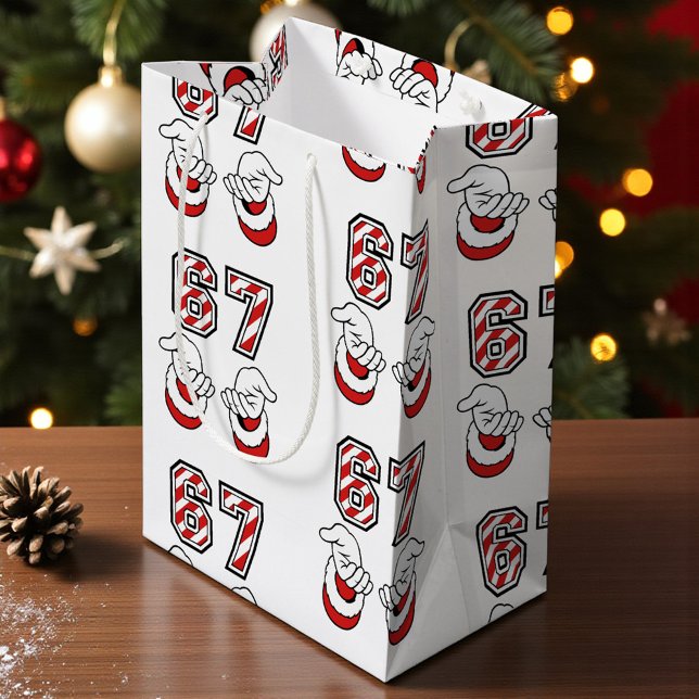 Christmas Santa Meme Six Seven 67 6 7  Medium Gift Bag (Creator Uploaded)