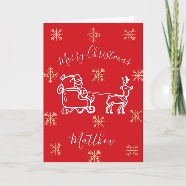 Christmas Santa Merry Sleigh Son Holiday Card (Front)