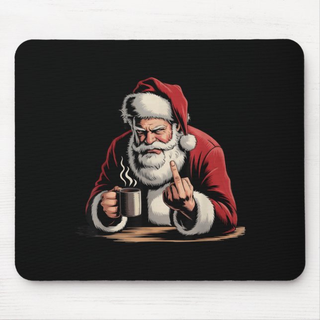 Christmas Santa Middle Finger Sarcastic Xmas Funny Mouse Mat (Front)