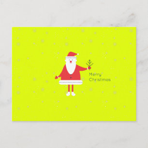 Christmas Santa Modern Flat Custom Colour EDITABLE Holiday Postcard