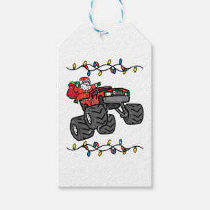 Christmas Santa Monster Truck Boys Kids Toddler Yo Gift Tags
