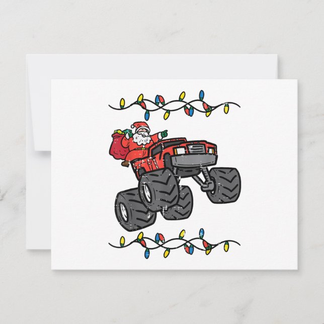 Christmas Santa Monster Truck Boys Kids Toddler Yo Holiday Card (Front)