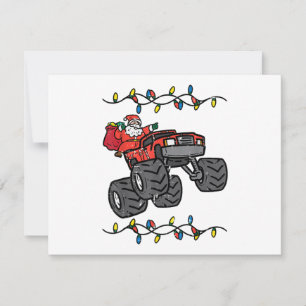 Christmas Santa Monster Truck Boys Kids Toddler Yo Holiday Card