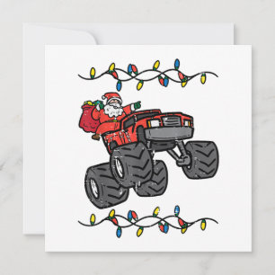 Christmas Santa Monster Truck Boys Kids Toddler Yo Invitation