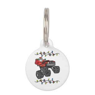 Christmas Santa Monster Truck Boys Kids Toddler Yo Pet Tag