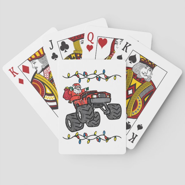 Christmas Santa Monster Truck Boys Kids Toddler Yo Playing Cards (Back)