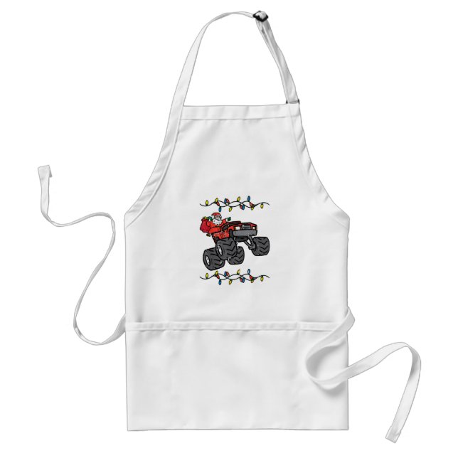 Christmas Santa Monster Truck Boys Kids Toddler Yo Standard Apron (Front)