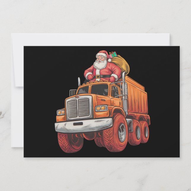 Christmas Santa Monster Truck Xmas Boys Kids  Holiday Card (Front)