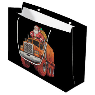 Christmas Santa Monster Truck Xmas Boys Kids  Large Gift Bag