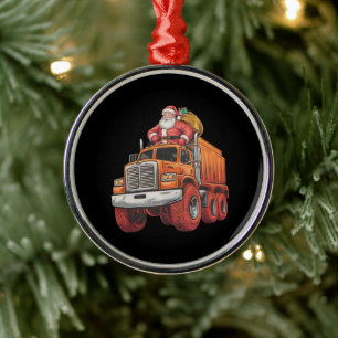 Christmas Santa Monster Truck Xmas Boys Kids  Metal Tree Decoration
