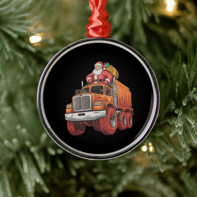 Christmas Santa Monster Truck Xmas Boys Kids  Metal Tree Decoration (Tree)