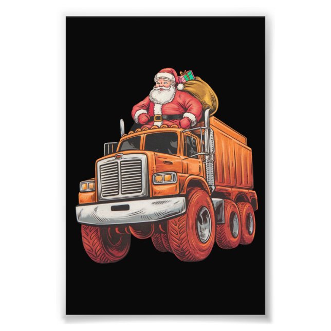 Christmas Santa Monster Truck Xmas Boys Kids  Photo Print (Front)