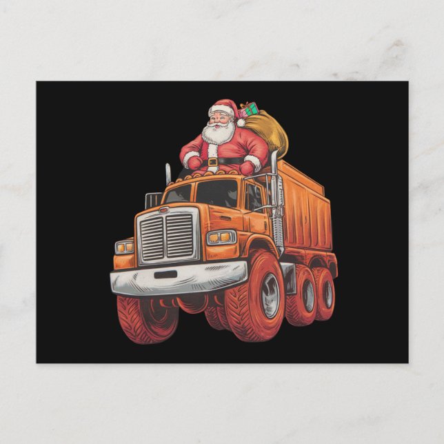 Christmas Santa Monster Truck Xmas Boys Kids  Postcard (Front)
